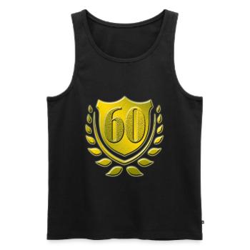 60th, 60th birthday - Men's Premium Organic Tank Top - black - Front - AI Model Male 178 light (178cm)