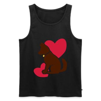Cute dog with hearts - Men's Premium Organic Tank Top - black - Front - AI Model Male 178 light (178cm)