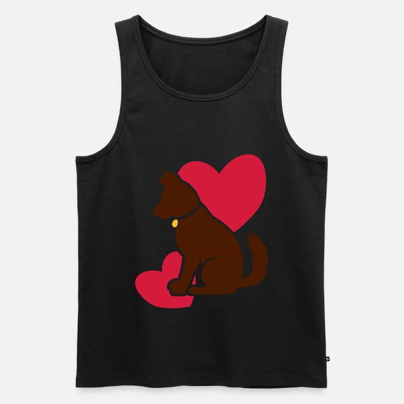Chien mignon avec des coeurs - Débardeur bio Premium Homme - noir
