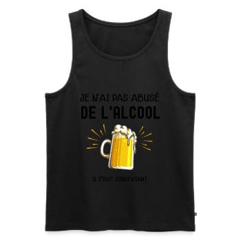 Humour Bière, je n'ai pas abusé de l'alcool - Débardeur bio Premium Homme - noir - Devant - Michal (187cm)