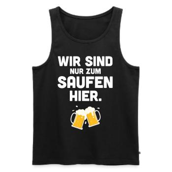 wir sind nur zum saufen hier - Männer Premium Bio Tank Top - Schwarz - Vorne - Michal (187cm)