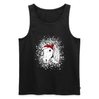 Pferd mit Schneeflocken - Männer Premium Bio Tank Top - Schwarz - Vorne - AI Model Male 178 light (178cm)