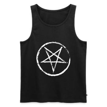 Pentagramme blanc - Débardeur bio Premium Homme - noir - Devant - Michal (187cm)