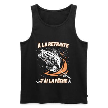 Retraité Pêcheur Heureux - Débardeur bio Premium Homme - noir - Devant - Michal (187cm)