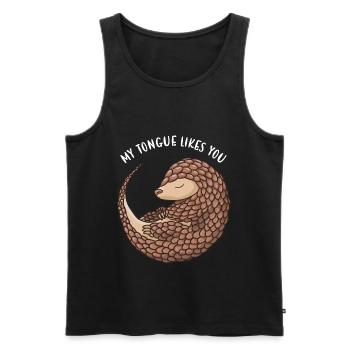 Ma langue t’aime Pangolin - Débardeur bio Premium Homme - noir - Devant - Michal (187cm)