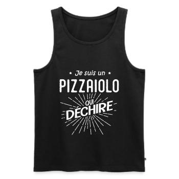je suis un pizzaiolo qui déchire humour pizzaiolo - Débardeur bio Premium Homme - noir - Devant - Michal (187cm)