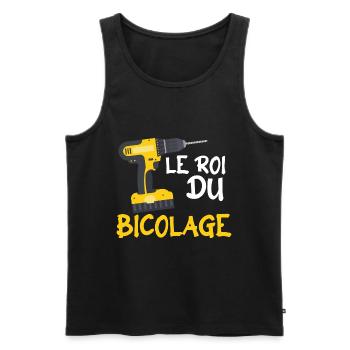 Le Roi Du Bricolage C'est Papy Bricoleur - Débardeur bio Premium Homme - noir - Devant - Michal (187cm)
