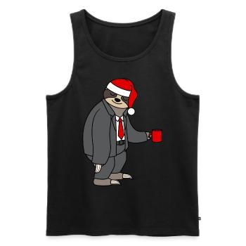 Costume paresseux Bureau Chapeau de Noël Père Noël - Débardeur bio Premium Homme - noir - Devant - Michal (187cm)