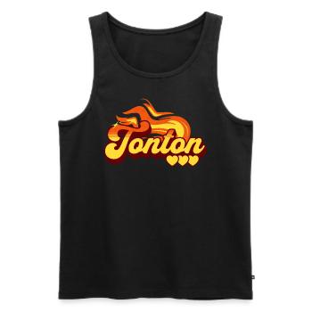Motif Flamme Cadeau Tonton Oncle - Débardeur bio Premium Homme - noir - Devant - Michal (187cm)