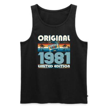 42nd Birthday Retro Cassette Best of Octobre 1981 - Débardeur bio Premium Homme - noir - Devant - Michal (187cm)