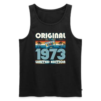50th Birthday Retro Cassette Best of Octobre 1973 - Débardeur bio Premium Homme - noir - Devant - Michal (187cm)
