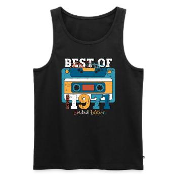 52. Geburtstag Mann Oktober Jahrgang 1971 Kassette - Männer Premium Bio Tank Top - Schwarz - Vorne - Michal (187cm)