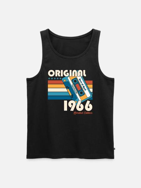 60-års fødselsdagskassette april årgang 1966 - Herre Premium økologisk tanktop - sort