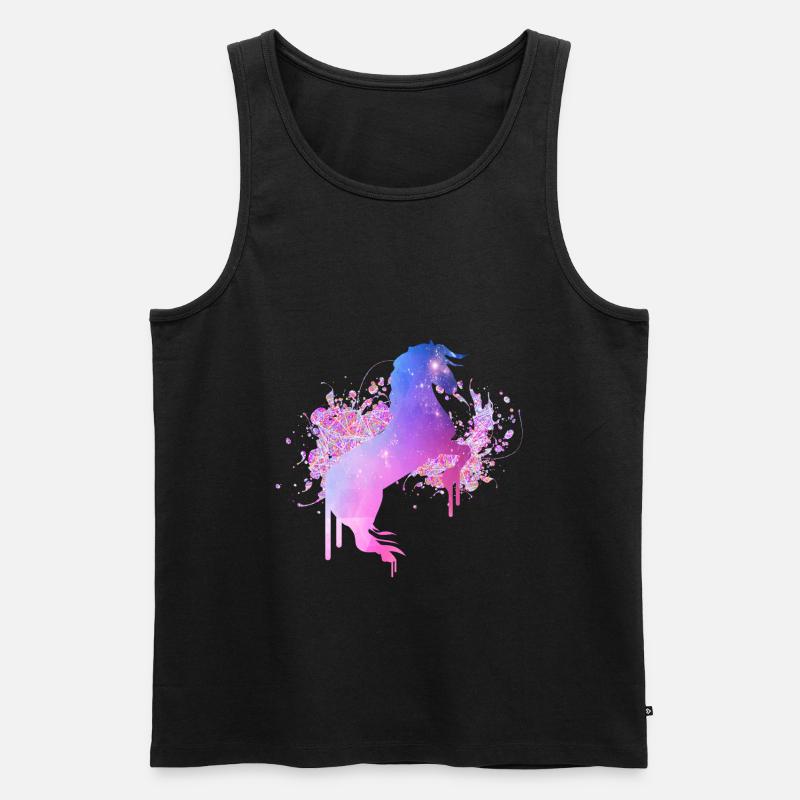 Rosa Pferd Farbfleck - Männer Premium Bio Tank Top - Schwarz
