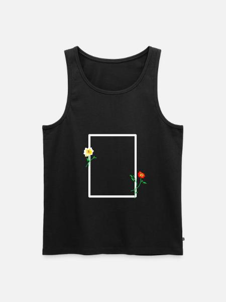 Vit ram med blommig dekoration - Ekologisk premium tanktopp herr - svart