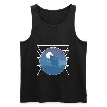 Deer in the full moon. Geometric shape gift - Men's Premium Organic Tank Top - black - Front - Michal (187cm)