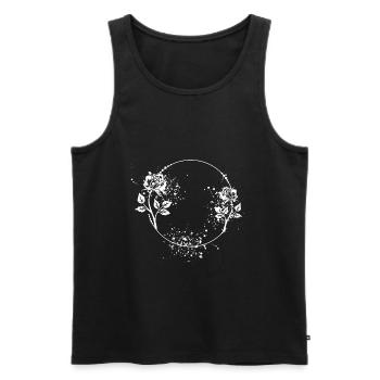 Cadre rose rond avec taches de couleur - Débardeur bio Premium Homme - noir - Devant - AI Model Male 178 light (178cm)