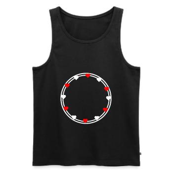 Cœurs en décoration de cadre rond Circulaire - Débardeur bio Premium Homme - noir - Devant - AI Model Male 178 light (178cm)