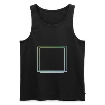 Lignes colorées Décoration de cadre carré - Débardeur bio Premium Homme - noir - Devant - AI Model Male 178 light (178cm)