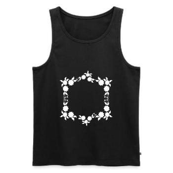 Flowers Ornaments Frame Basic Text - Men's Premium Organic Tank Top - black - Front - AI Model Male 178 light (178cm)