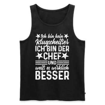Chef lustige Sprüche Ich bin kein Klugscheißer - Männer Premium Bio Tank Top - Schwarz - Vorne - AI Model Male 178 light (178cm)