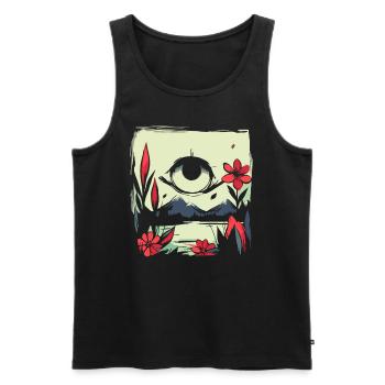 Soleil rouge japonais : l’œil pour la nature - Débardeur bio Premium Homme - noir - Devant - AI Model Male 178 light (178cm)