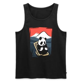 Japanische Rote Sonne: Chillender Panda - Männer Premium Bio Tank Top - Schwarz - Vorne - Michal (187cm)