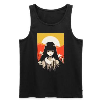 Japanische Sonne Anime Mädchen Berge Geisha - Männer Premium Bio Tank Top - Schwarz - Vorne - Michal (187cm)