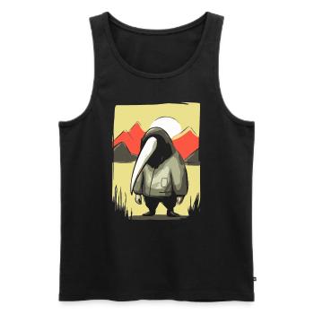 Japanese Red Sun, Crazy Strange Bird - Men's Premium Organic Tank Top - black - Front - AI Model Male 178 light (178cm)