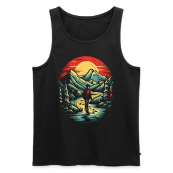 The Lonely Wanderer - Men's Premium Organic Tank Top - black - Front - AI Model Male 178 light (178cm)