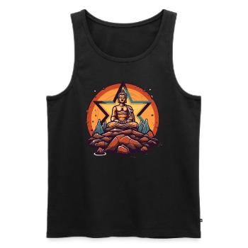 Buddha Star - Männer Premium Bio Tank Top - Schwarz - Vorne - Michal (187cm)