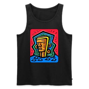Tiki coloré abstrait - Débardeur bio Premium Homme - noir - Devant - AI Model Male 178 light (178cm)