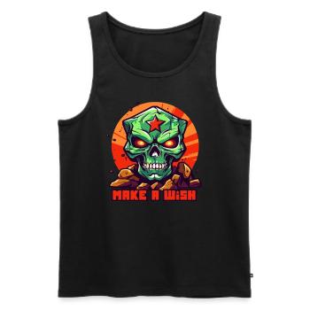 Totenkopf Stern Felsen: Wünsche Dir was - Männer Premium Bio Tank Top - Schwarz - Vorne - Michal (187cm)
