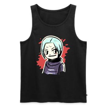 Fille d’anime drôle bizarre - Débardeur bio Premium Homme - noir - Devant - Michal (187cm)