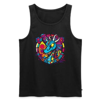 Liebe Kerzen und ein niedlicher Drache - Männer Premium Bio Tank Top - Schwarz - Vorne - Michal (187cm)