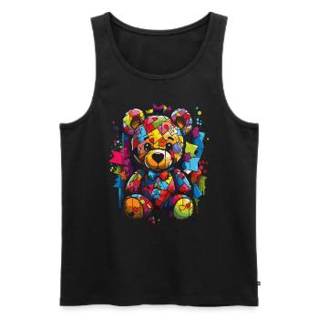 Loving Honey Heart Cuddly Bear - Men's Premium Organic Tank Top - black - Front - Michal (187cm)