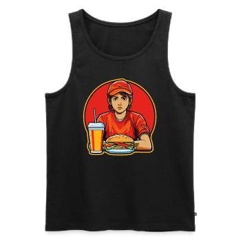 Der Fast-Food-Junge: Zeit für Burger - Männer Premium Bio Tank Top - Schwarz - Vorne - AI Model Male 178 light (178cm)