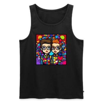 Cœurs d’amour et amants amoureux amoureux - Débardeur bio Premium Homme - noir - Devant - Michal (187cm)