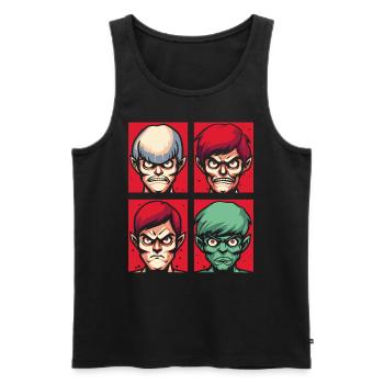 Cartoon-Gesichter des Zorns - Männer Premium Bio Tank Top - Schwarz - Vorne - AI Model Male 178 light (178cm)