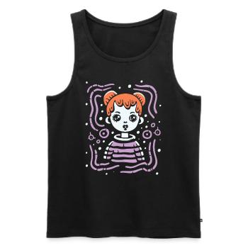 Modern Art Lines and a Cartoon Girl - Men's Premium Organic Tank Top - black - Front - AI Model Male 178 light (178cm)