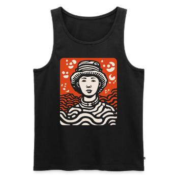 Asien Wurzeln, Asiatischer Bauer: Cartoon-Kunst - Männer Premium Bio Tank Top - Schwarz - Vorne - AI Model Male 178 light (178cm)