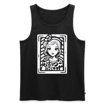Dot Pattern Cartoon: An Enchanting Woman - Men's Premium Organic Tank Top - black - Front - AI Model Male 178 light (178cm)