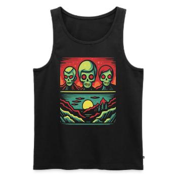 Invasion der Totenkopf Gesichter Aliens - Männer Premium Bio Tank Top - Schwarz - Vorne - AI Model Male 178 light (178cm)