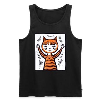 Cooler und süßer Anime-Cartoon: Katzen-Kind - Männer Premium Bio Tank Top - Schwarz - Vorne - AI Model Male 178 light (178cm)