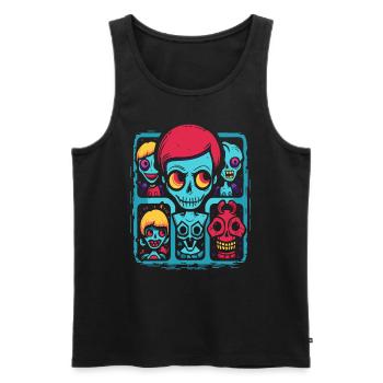 Das lustige Cartoon-Zimmer des Schreckens - Männer Premium Bio Tank Top - Schwarz - Vorne - AI Model Male 178 light (178cm)