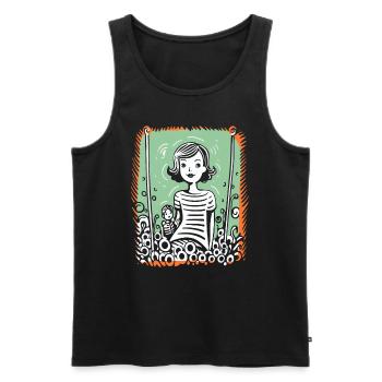 Künstlerische Kritzelei: Mutter und Kind - Männer Premium Bio Tank Top - Schwarz - Vorne - AI Model Male 178 light (178cm)