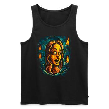 Les horreurs de la femme de l’horreur dans le donjon - Débardeur bio Premium Homme - noir - Devant - AI Model Male 178 light (178cm)
