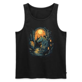 Dunkle Nacht Einhorn - Männer Premium Bio Tank Top - Schwarz - Vorne - AI Model Male 178 light (178cm)