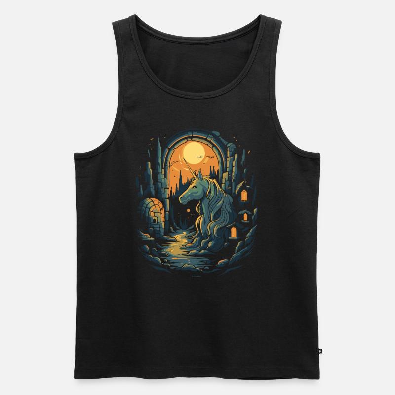 Dunkle Nacht Einhorn - Männer Premium Bio Tank Top - Schwarz