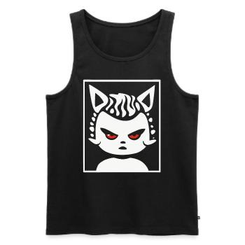 Plump Pubby Cat Girl - Men's Premium Organic Tank Top - black - Front - Michal (187cm)